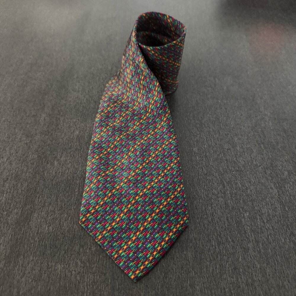 Missoni Cravatte 100% Silk Multicolor Geometric Pattern Necktie Made In Italy